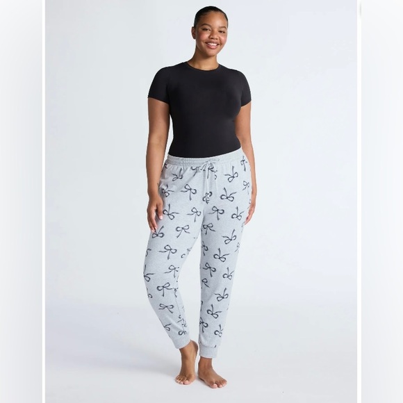 Joyspun Other - Women’s Joyspun LightGray&Steel Blue Bow Print Hacci Knit Sleep Joggers. Size 2X